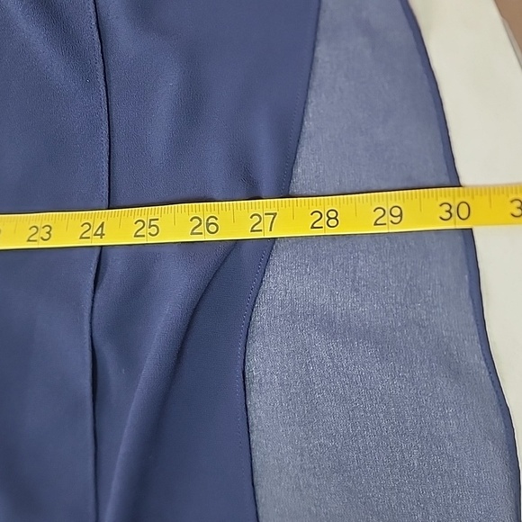 Michael Kors 2X Navy Blue Short Sleeve Top Split Back Lined Front Layered Hem - Picture 7 of 9